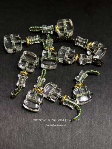 天然净体白水晶方块雕刻三通108颗散珠单珠背云项链顶珠吊坠diy