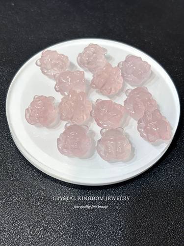 天然粉晶九尾狐散珠单珠diy原创水晶手链编织手工吊坠配件车挂