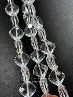 天然净体白水晶扁款圆角方糖串珠半成品散珠diy饰品窗门帘饰品