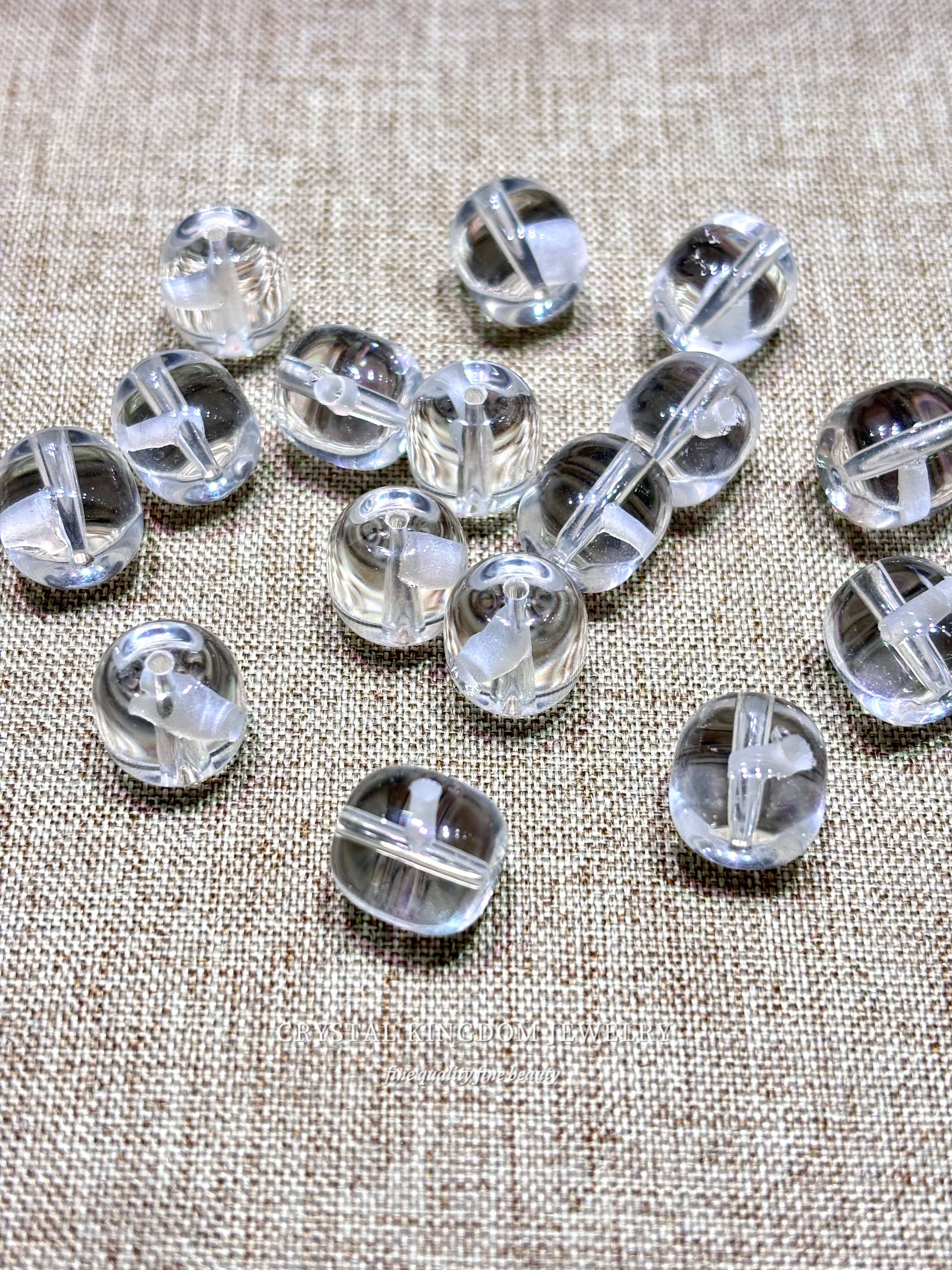 天然白水晶三通佛珠108颗手串DIY配件