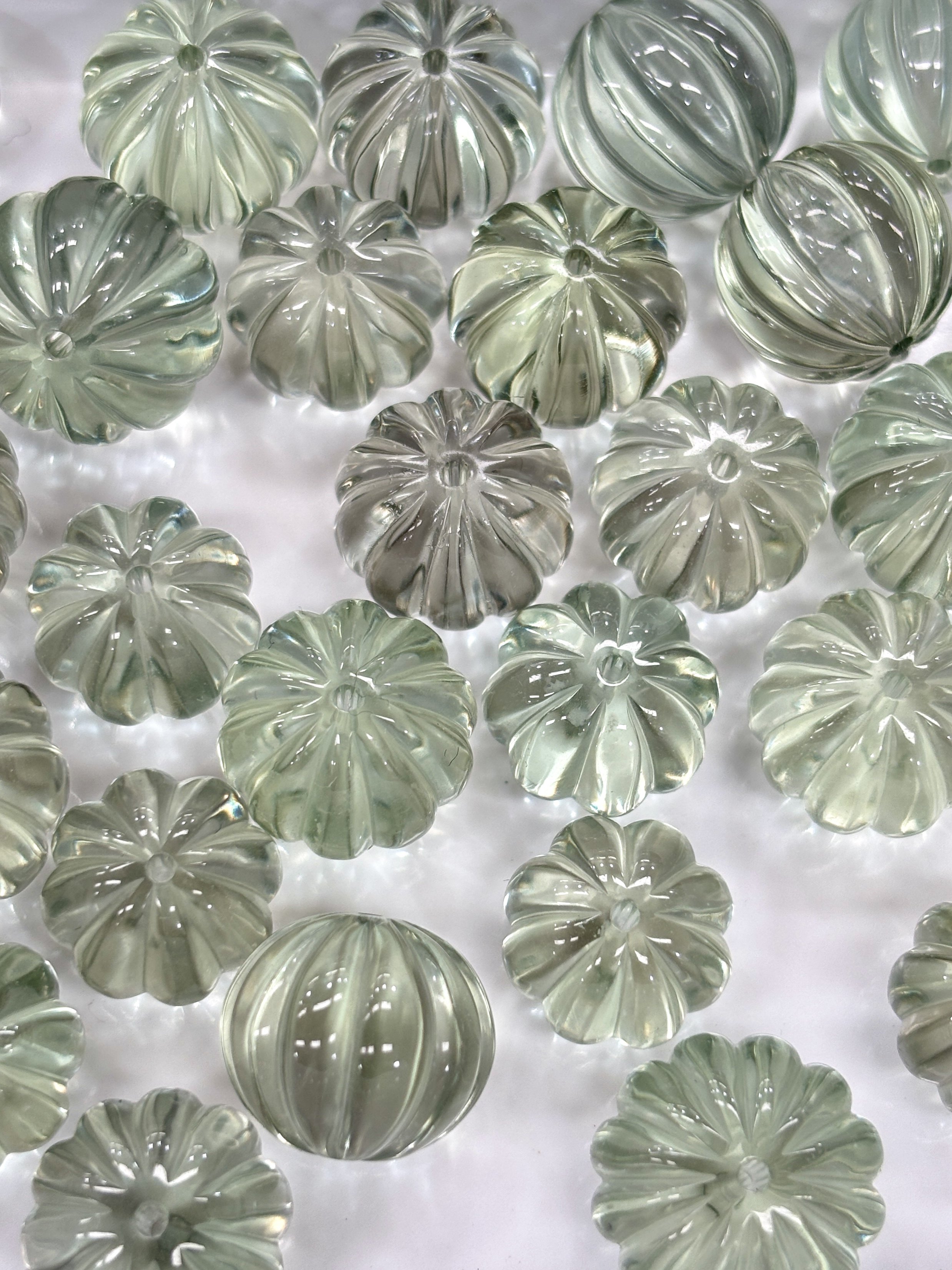 天然绿水晶南瓜珠散珠单珠diy高级感手工文玩手串高档配件饰品