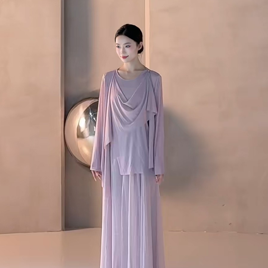 古典舞蹈服女秋冬新款宽松圆领罩古典舞服