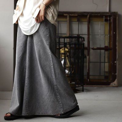 日本独特牛仔裙裤阔腿裤显高显瘦