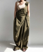 独特惊艳设计与众不同2025夏秋新款 女 日系贵牌宽松麻料背带裤