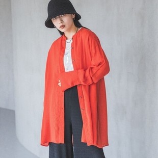 透气亲肤软糯好面料天丝麻夏季2026日本宽松长袖薄衬衫遮阳百搭