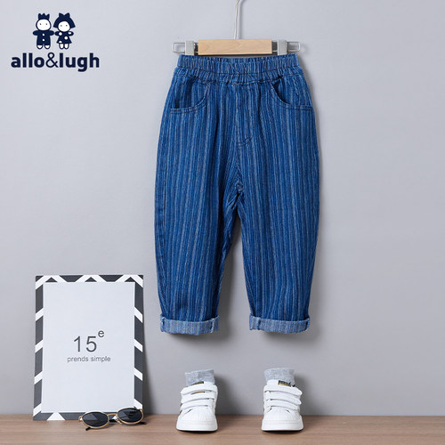 阿路和如儿童裤子男童水洗牛仔裤