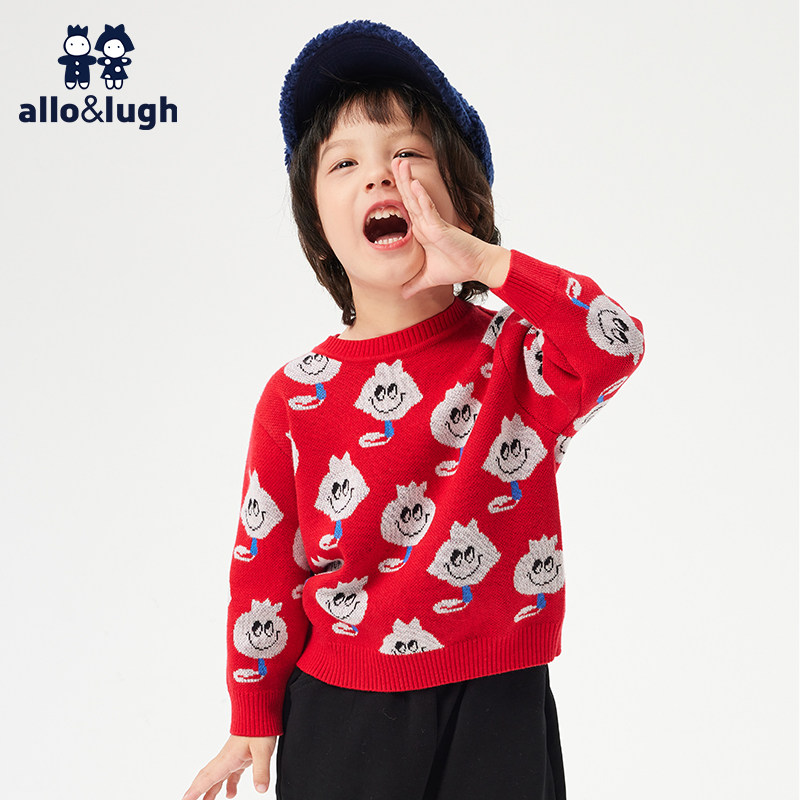 【商场同款】阿路和如儿童童装秋季中小男童宝宝针织毛衣圆领保暖