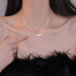 Z小姐 999银方糖吊坠项链女2026新款爆款轻奢高级小众设计锁骨链