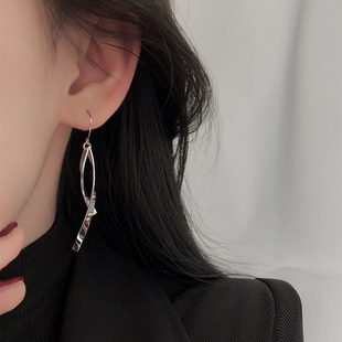 Z小姐925银针线条流苏耳环2024年新款 潮小众设计感轻奢高级感耳坠