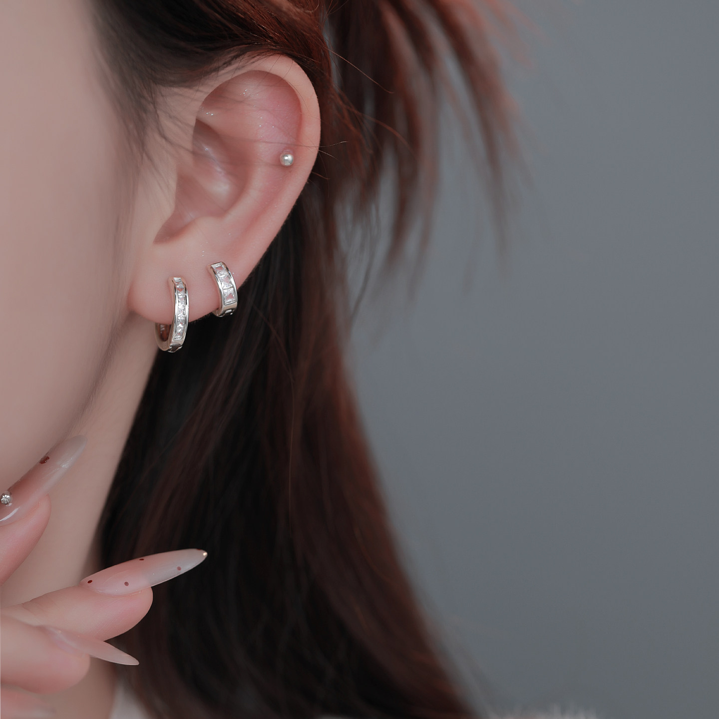 许妍同款925银锆石耳扣女