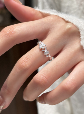 Z小姐999纯银百合花食指戒指女