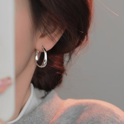 Z小姐925银素圈耳环女