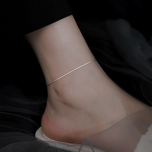 Z小姐925纯银蛇骨脚链女