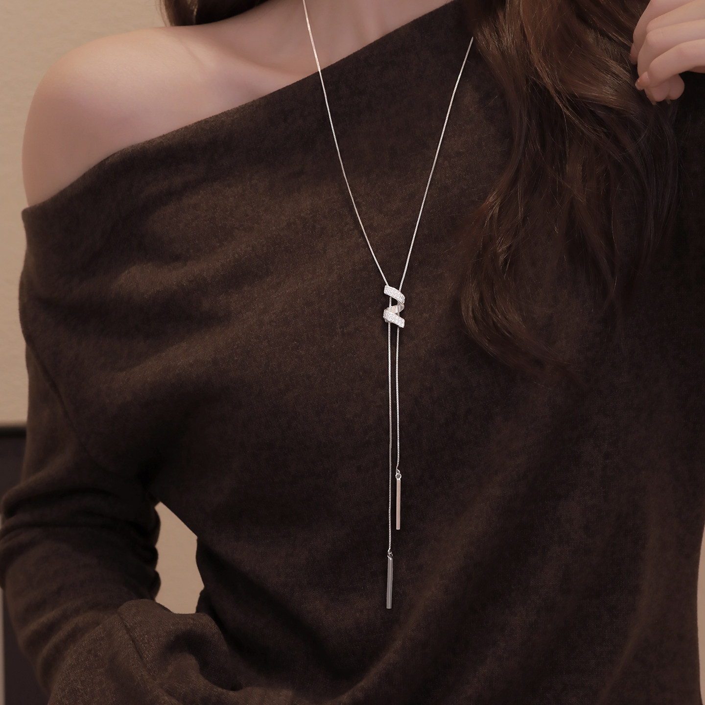 Z小姐螺旋抽拉秋冬毛衣链女2025新款爆款高级感气质百搭小众项链,饰品/流行首饰/时尚饰品新,项链,淘宝优惠券,粉丝福利购,淘宝优惠卷