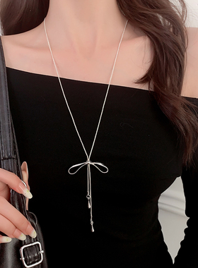Z小姐韩系简约蝴蝶结长款项链女