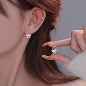 Z小姐999足银蝴蝶结耳环女小众设计螺丝拧扣防丢耳堵耳钉2025新款