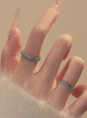 Z小姐天然翡翠浅蓝水戒指