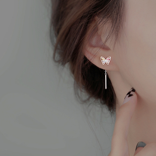 Z小姐 轻奢小众设计高级感耳环耳饰 999银彩锆蝴蝶耳线女2026新款