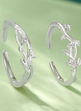 999足银情侣开口戒指小众简约纯银对戒情人节生日礼物送男女友