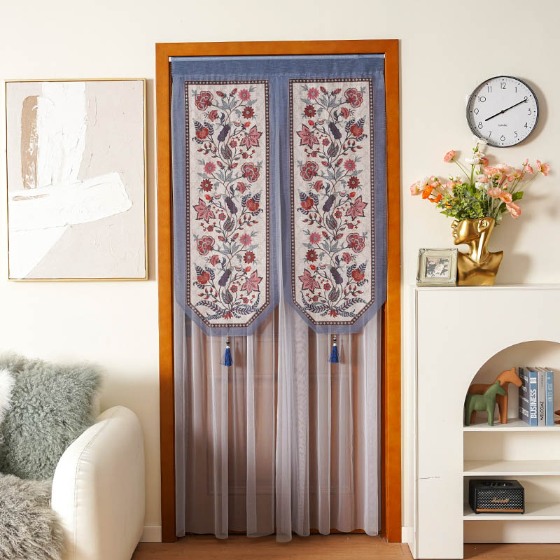 美式印花网纱装饰门帘