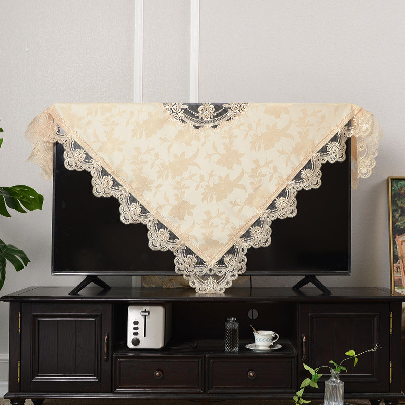 速发欧式电视机防尘电蕾丝简约罩视机布盖布轻奢高档电套视防