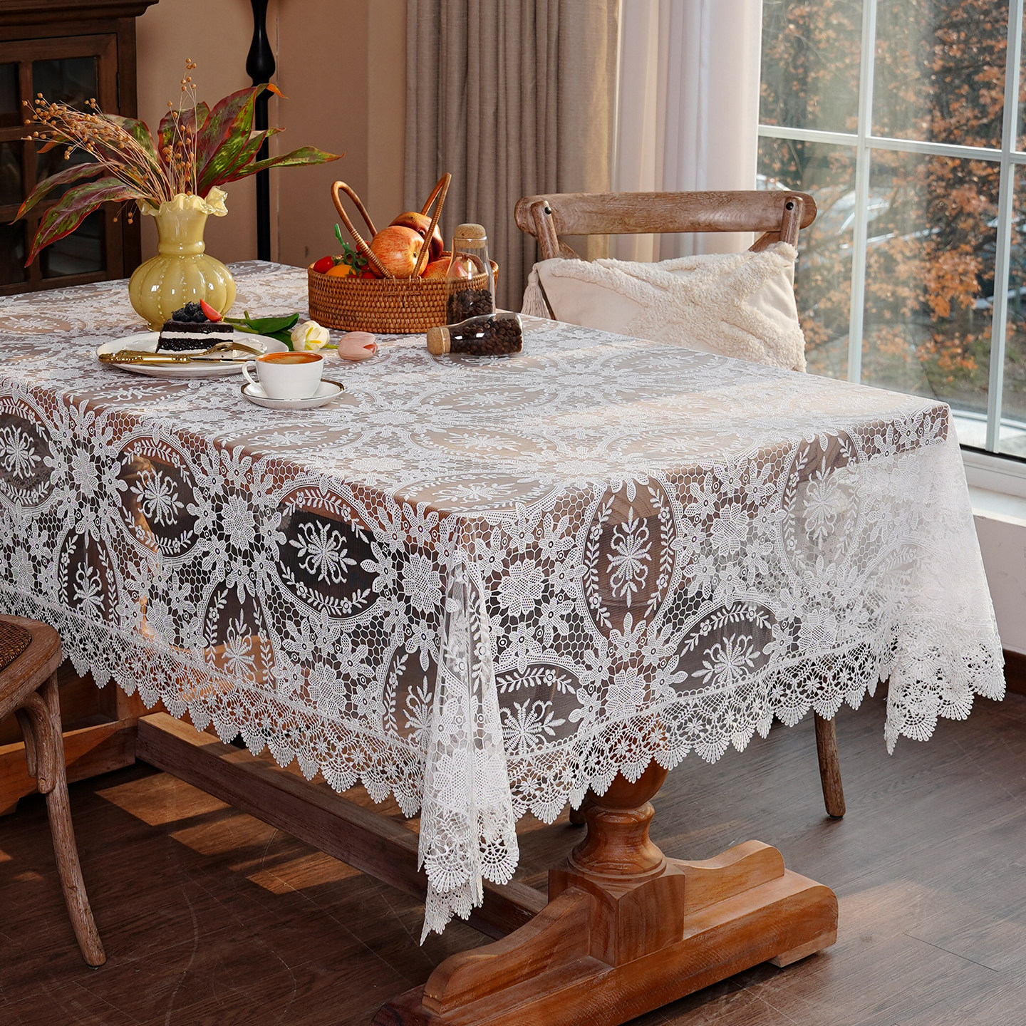 法式蕾丝桌布奶油风台布复古镂空高级感茶几布客厅家用长方形盖巾,居家布艺,桌布,淘宝优惠券,粉丝福利购,淘宝优惠卷