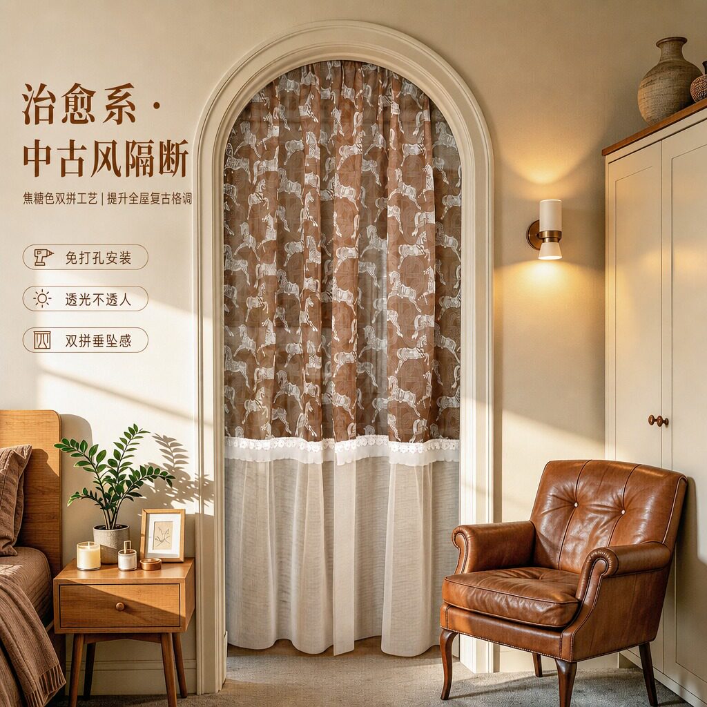 复古轻奢拱门装饰帘中古风隔断帘图片