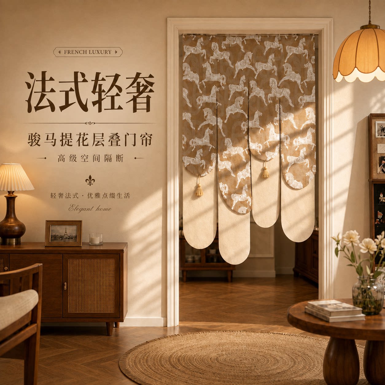 法式复古不规则异形门帘隔断帘子图片
