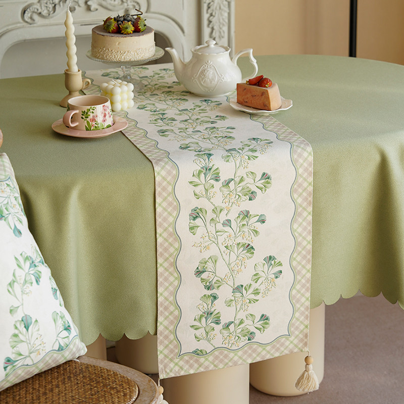 印花银杏叶轻奢高级感桌旗