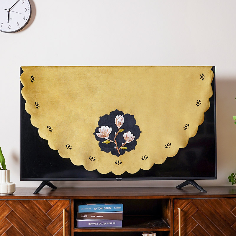 玉兰花刺绣电视机防尘盖布