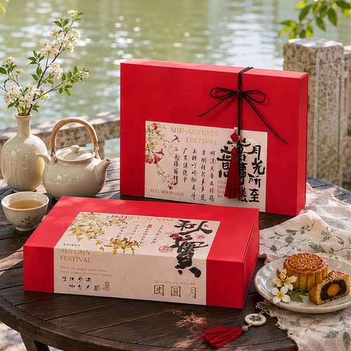 中秋月饼包装盒礼盒2026新款6粒装蛋黄酥礼品盒流心月饼盒空盒子 - 封面