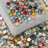 正品 施家华子水晶2058 2088混彩平底圆钻混色多尺寸美甲饰品diy