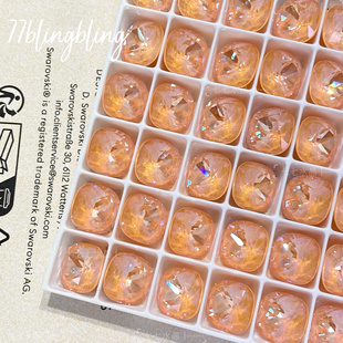 正品施加水晶华子4470尖底肥方140d果烁橘摩卡钻美甲饰品装饰