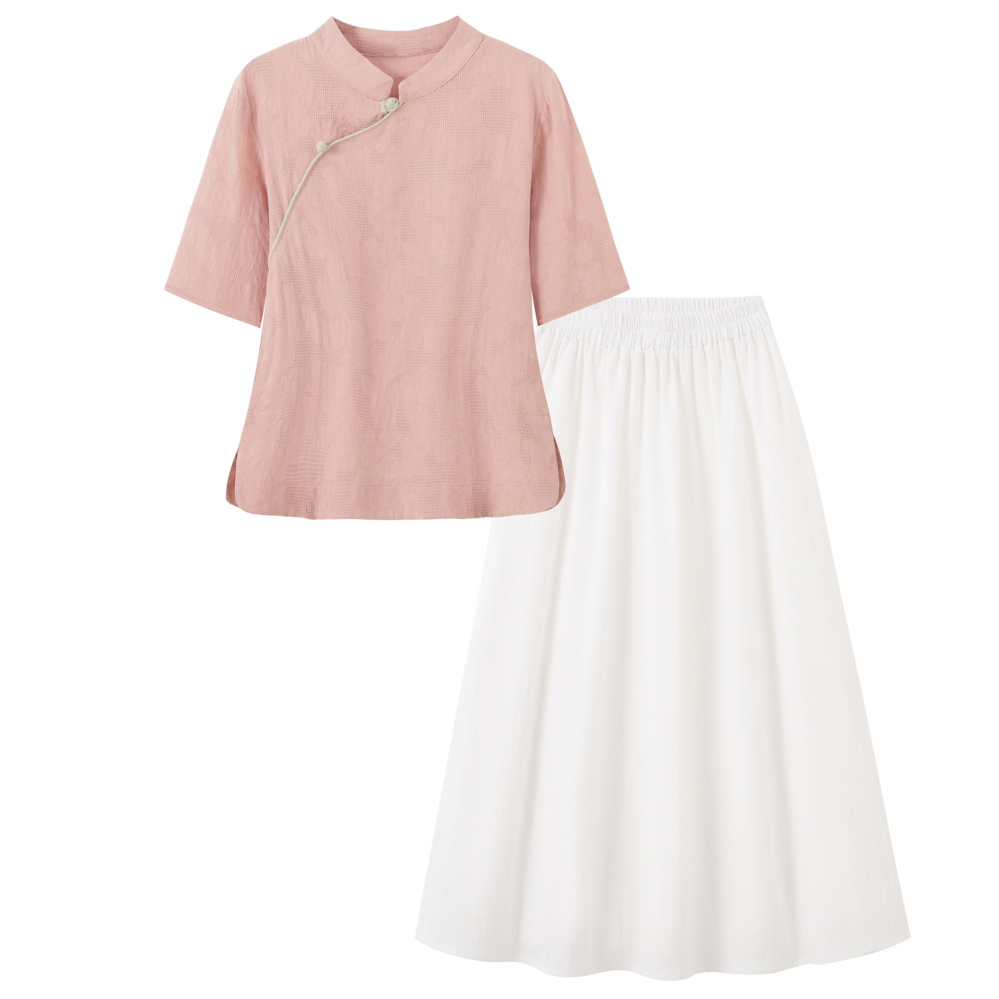 实价！！夏季班服新中式国风短袖上衣+半身裙套装学生舞台演出服