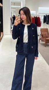 感动有情人之秋季新款欧货女潮韩版花朵刺绣圆领长袖羊毛针织开衫