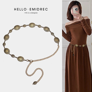 中古风复古波西米亚金属链条腰带配饰女腰饰腰链装饰连衣裙配裙子