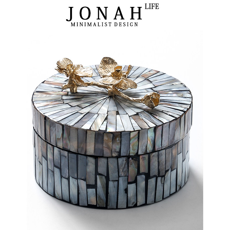若纳JON法式天然彩贝壳首饰收纳盒创意家用轻奢摆件装饰品珠宝盒