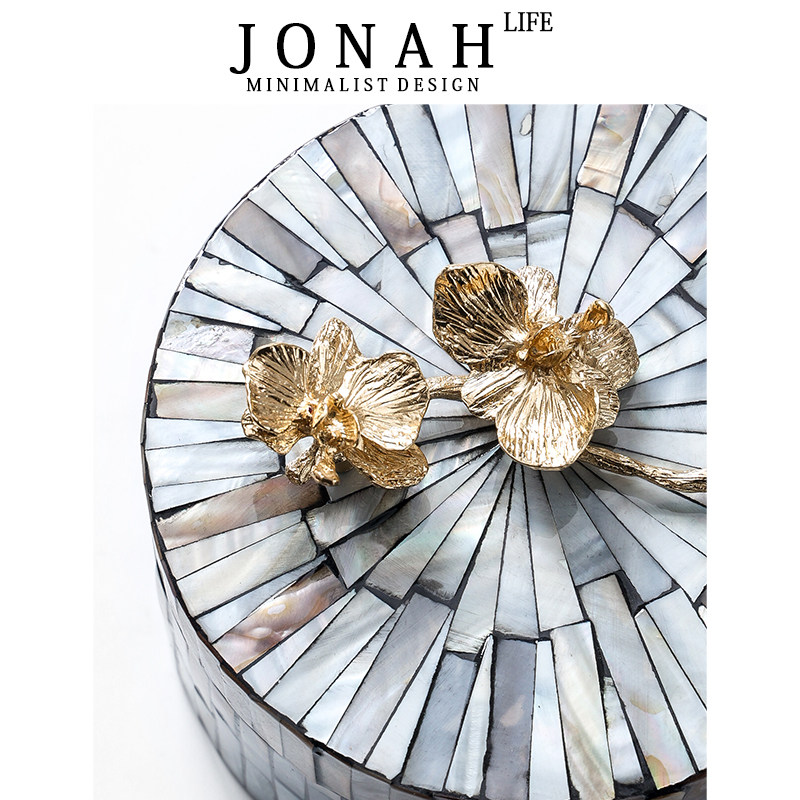 若纳JON法式天然彩贝壳首饰收纳盒创意家用轻奢摆件装饰品珠宝盒
