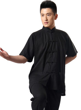 中国风米白色夏季休闲功夫套装