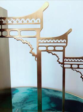 创意中式复古简约办公书立架书靠夹学生书挡家居样板房装饰品摆i.