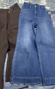 2025冬新款女装高腰显瘦喇叭阔腿牛仔裤宽松直筒拖地长裤子加绒