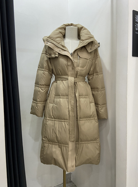 2026冬新款女连帽收腰长款拼接羽绒服修身显瘦加厚面包服外套上衣