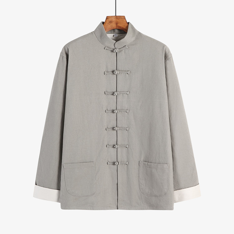 春秋唐装纯棉磨毛男禅修居士服