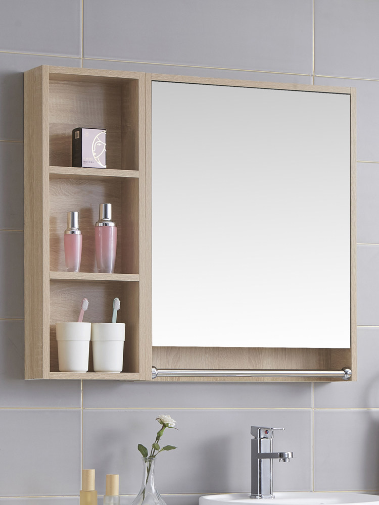 Скандинавский зеркальный шкафчик для ванной комнаты из массива дерева smart mirror box для ванной комнаты настенный отдельный туалетный столик зеркало с полкой Изображение 1