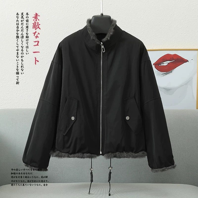 仿獭兔毛皮草大衣女2025冬新款宽松保暖时尚两面穿一体派克服外套