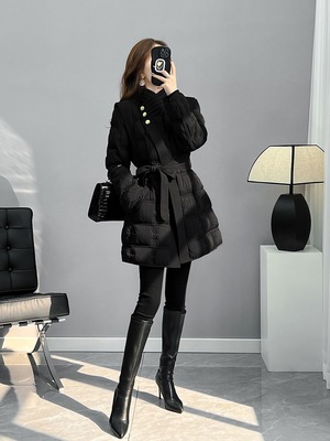 羽绒服女中长款2025新冬季修身日常韩版洋气白鸭绒外套羽绒衣