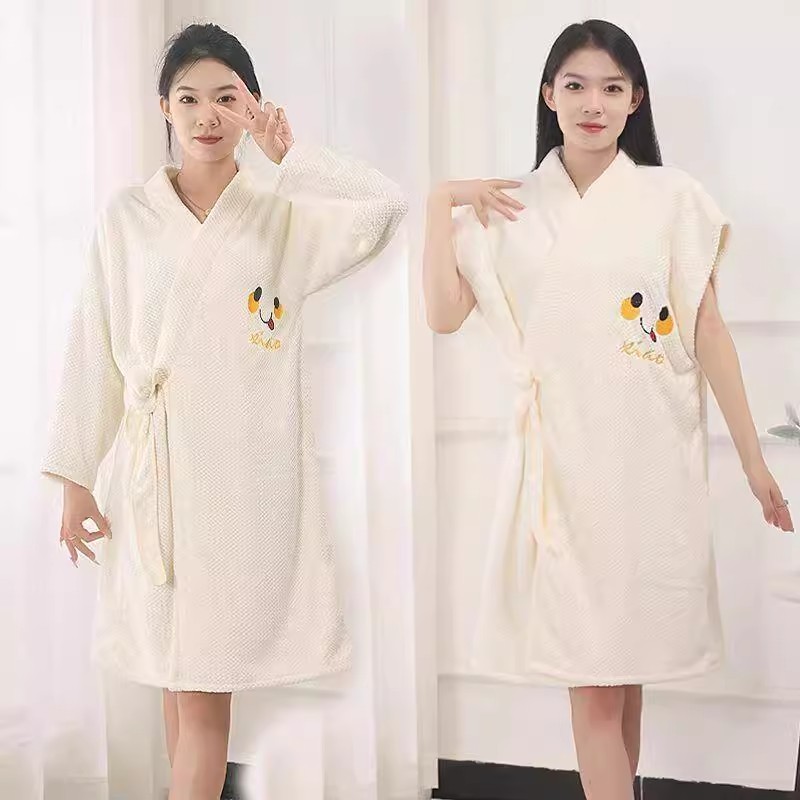 新款时尚可穿式系带浴袍睡袍吸水