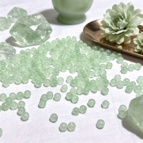 100颗4mm浅绿色玻璃珠纯色仿玉石手工diy串珠散珠子配件手链材料