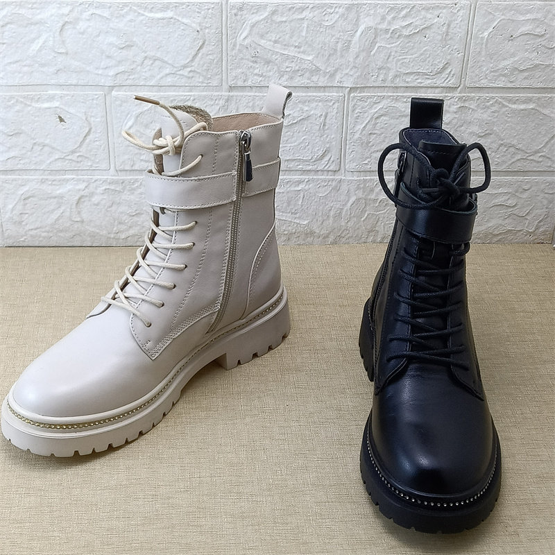 卡迪娜品牌短靴女士真皮秋季单里英伦牛皮马丁靴低跟时装皮靴裸靴,女鞋,马丁靴,淘宝优惠券,粉丝福利购,淘宝优惠卷