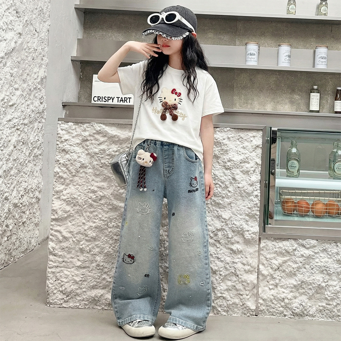 女童短袖套装夏季韩版女孩T恤牛仔裤两件套中大童休闲童装夏衣服
